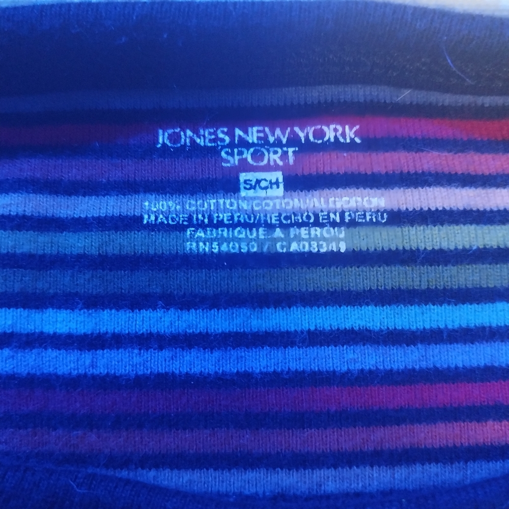 Jones NY Sport 100% Cotton rainbow stripe long sleeve t-shirt